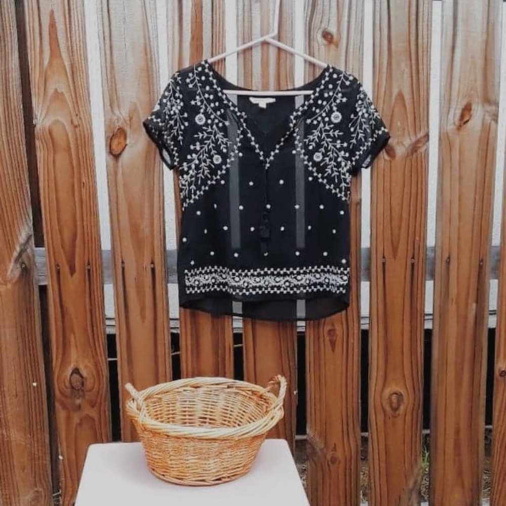 American Eagle Outfitters Embroidery Blouse Size M